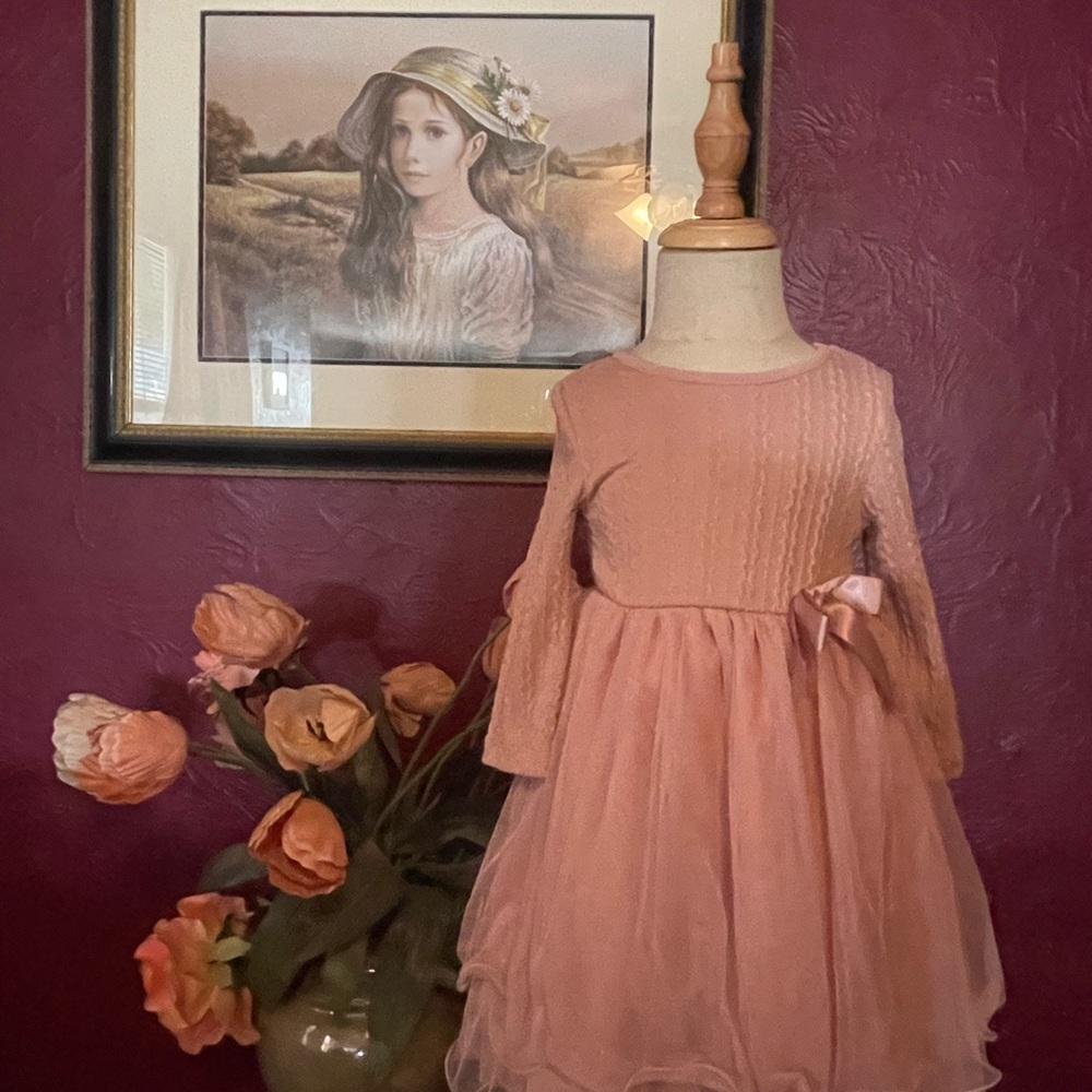2t brand: special occasion, Pink long sleeve summer/spring dress - Picture 2 of 9